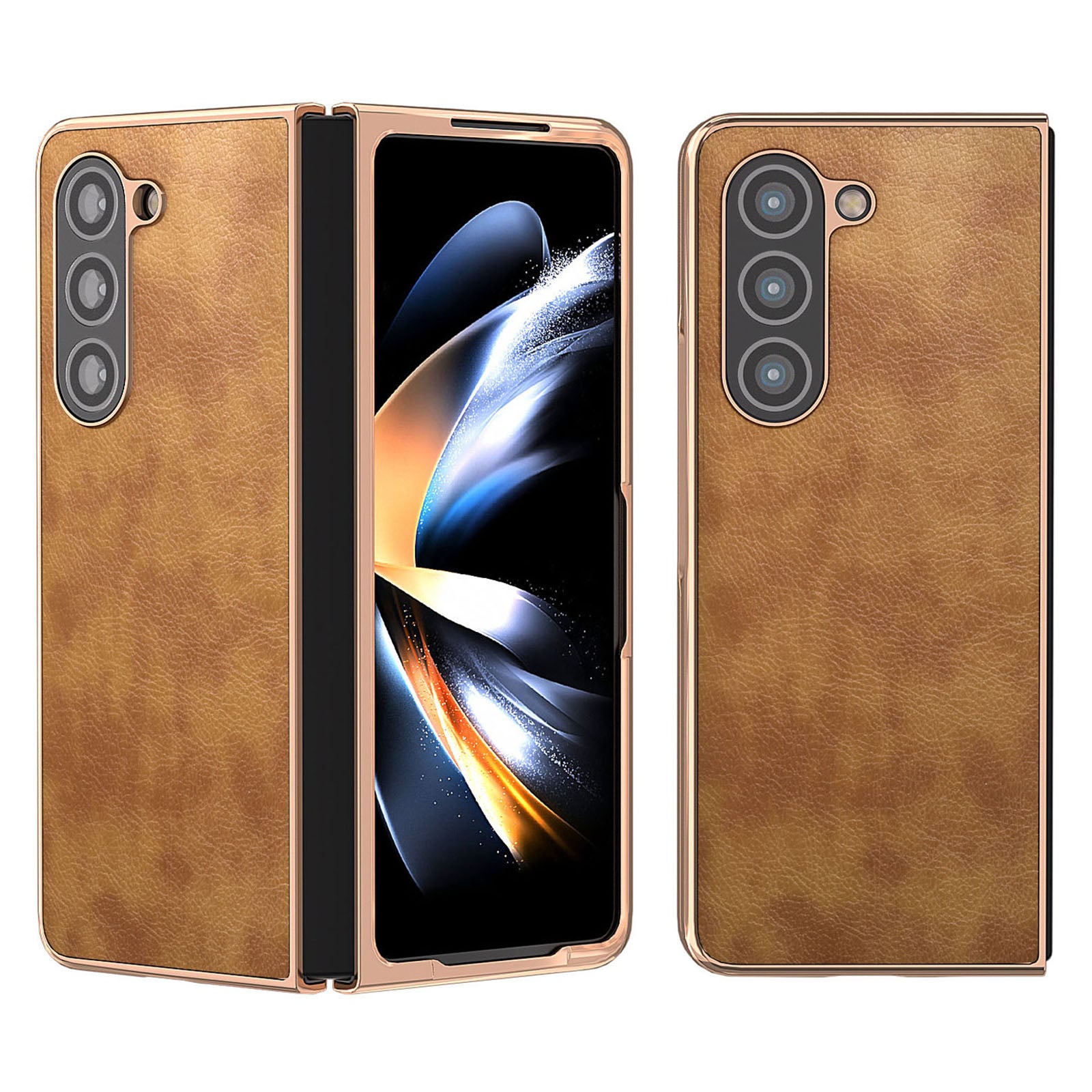For Samsung Galaxy Z Fold5 5G Electroplating PU Leather Coated Hard PC Phone Case Retro Litchi Texture Cover For Samsung Galaxy Z Fold5 5G Electroplating PU Leather Coated Hard PC Phone Case Retro Litchi Texture Cover